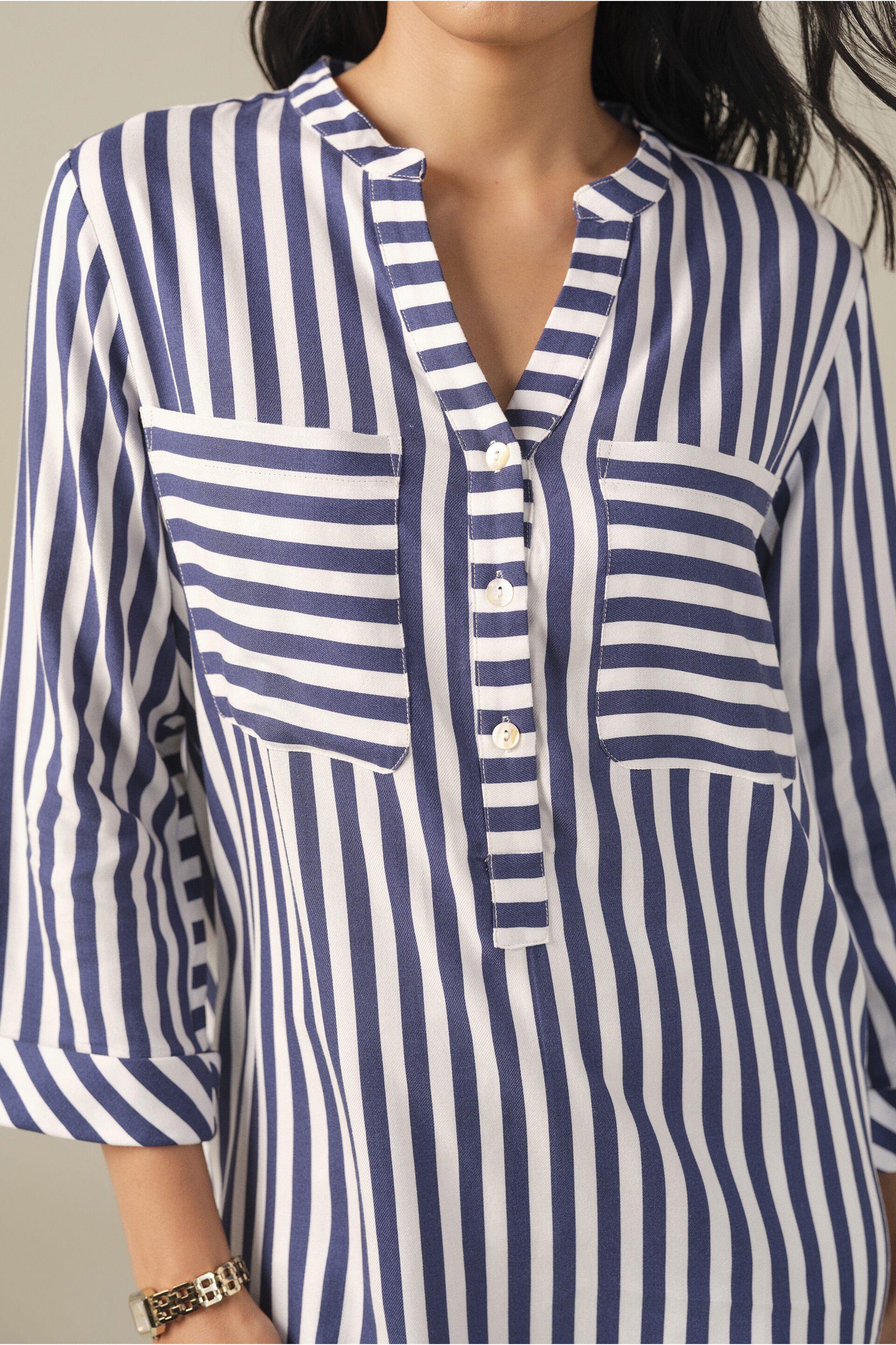 Striped Shirt in Navy, Blue, image 2